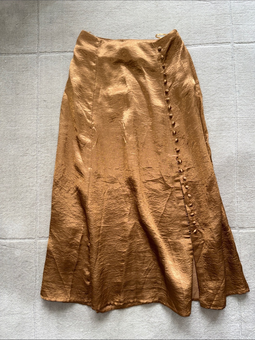 Vegan Silk Maxi Skirt in Rust Brown US 2 / UK 6